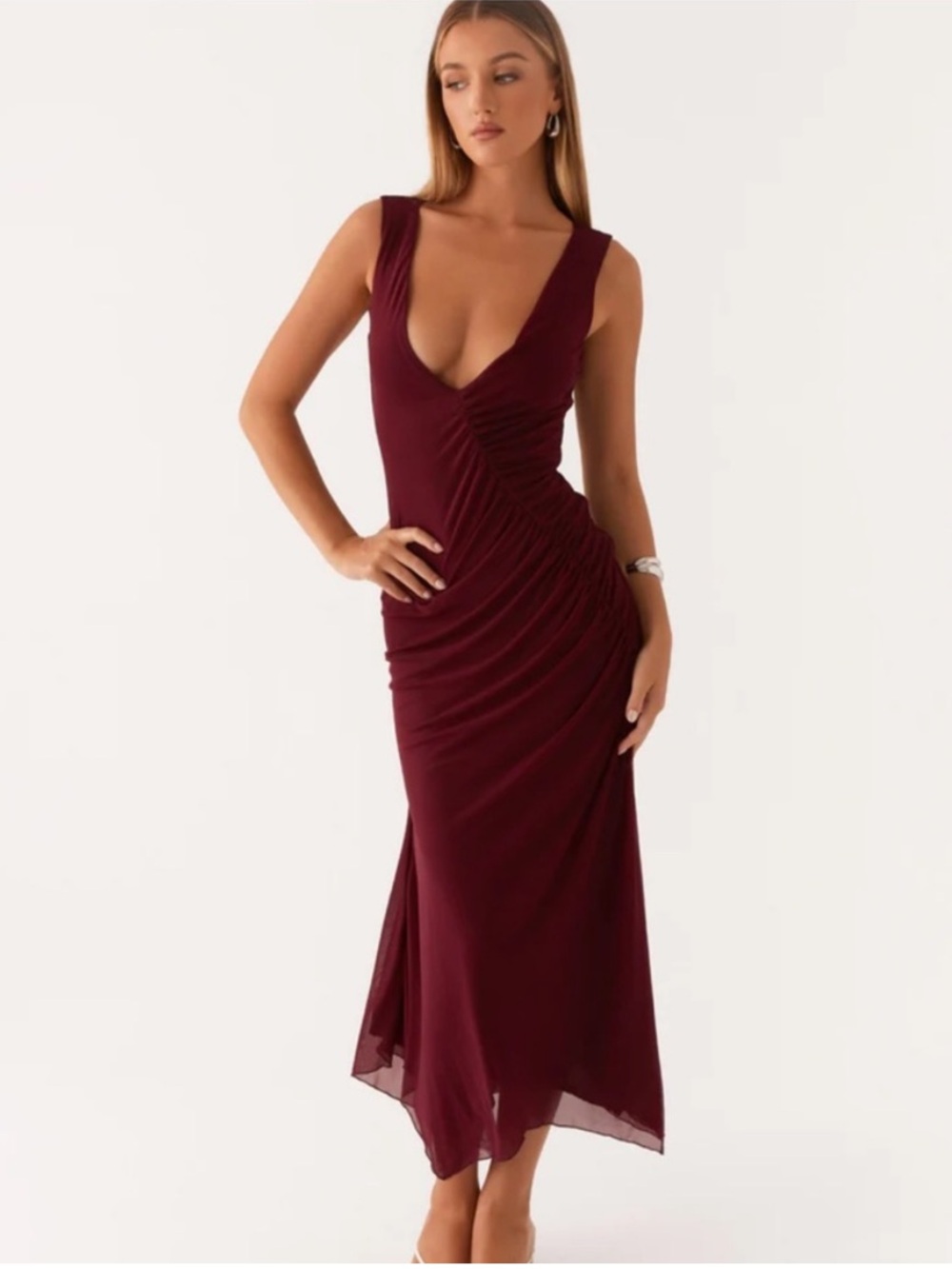 Peppermayo Sleeveless Dress Murphy Maxi Dress Deep Maroon Sz Small New with Tags